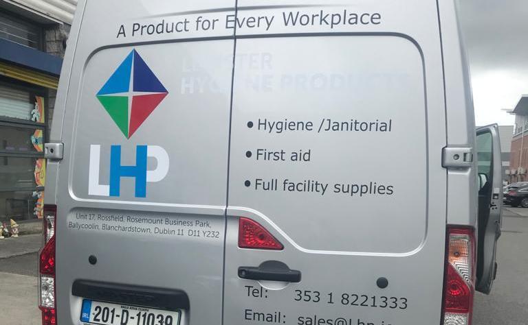Leinster Hygiene Products new van wrap on rear doors